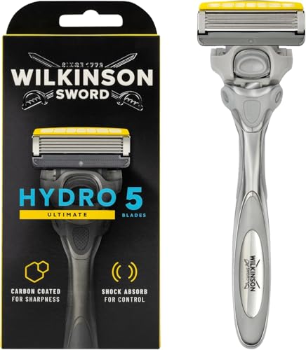 WILKINSON SWORD - Hydro 5 Ultimate Razor For Men | Shock Absorb Technology | Hydrating Gel & Precision Trimmer | Handle + 1 Blade
