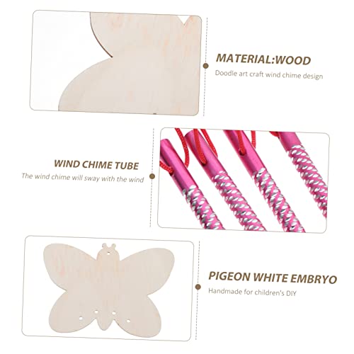 Villcase 24 Sets Wooden Wind Chimes Hand Decor Diy Wind Chimes Rabbit Decor Diy Craft Graffiti Wind Bell Paintable Wind Bell Wood Child Material Coloring Kids Decor Wood Doodle Wind Chime #TOP7