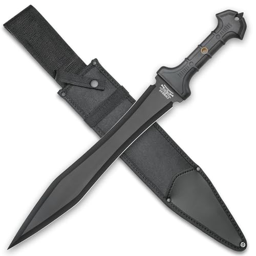 Combat Commander Gladiator Sword | Full-Tang Gladius Sword | 16 5/8 Razor Sharp Blade | 1060 High Carbon Steel Roman Sword Real | TPR Rubberized Handle | Reinforced Nylon Sheath | 24 Length