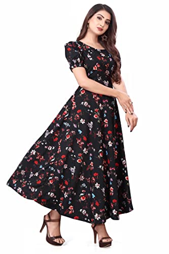 Image of FLARED ALINE MAXI DRESS WITH FLORAL PRINT FOR WOMEN