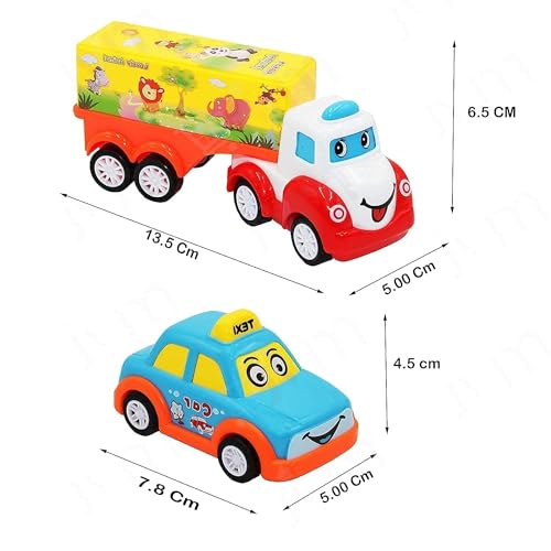 Image of Unbreakable Pull Back Vehicles| Push and Go Crawling Toy for Kids & Children, Power Friction Cars for 3+ Years Old Boys | Girls, Plastic (Vehicles 5 Pcs),Assorted
