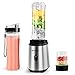 Produktbild Smoothie Maker, Tenswall 400Watt Smoothie Mixer mit 600ml&600ml Tritan-Kunststoff Flaschen+100ML Schleifbecher, Standmixer 25.000 U/Min, Silber