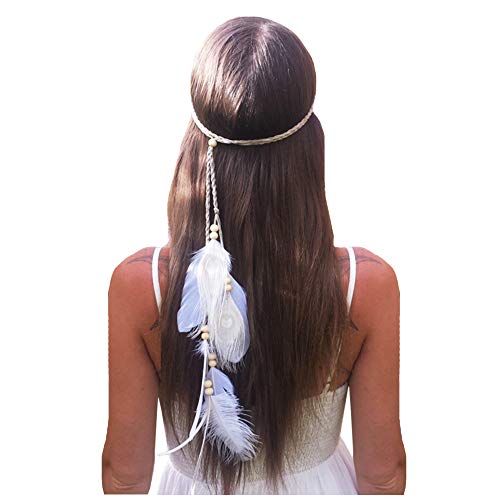 Feather Boho Hippie Indian Hair Bands Tassel Boho Women Crown Headdress Cosplay Costume Headwear Headpiece Cute Hair Accessories