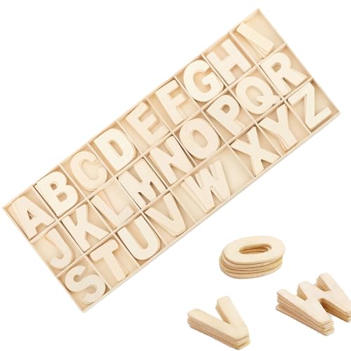 130 Pièces Lettres en Bois, Lettres Majuscules en Bois avec Plateau de Rangement, Lettres De L'Alphabet en Boiss pour DIY Décoration L'École Loisirs...