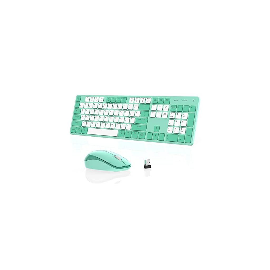 POWZAN-Wireless-Keyboard-and-Mouse-Ultra-Slim-Compact-Full-Size-Wireless-Keyboard-and-Mouse-Combo-24G-Ultra-Thin-Sleek-Design-for-Windows-Mac-Computer-Desktop-PC-Notebook-Green-White