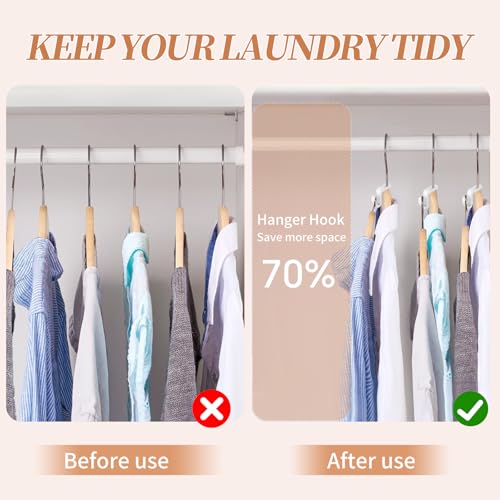 OAKENCREST 50 Stück Platzsparende Kleiderbügel, Kleiderbügel Verbindungshaken aus Kunststoff, Kleiderbügel Haken Platzsparend Kleiderbügelverbinder für Kleiderschrank Organizer (Weiß)