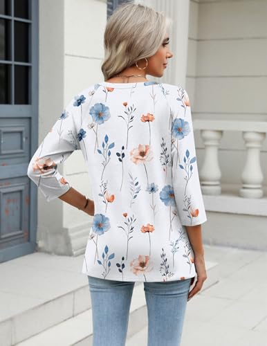 Image of Zeagoo 3 /4 Length Sleeve Womens Tops Casual V Neck Shirts Soft Basic Tees Business Work Blouses