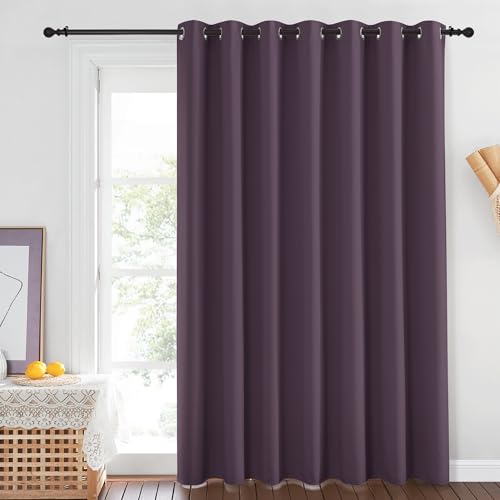 NICETOWN Patio Door Curtain 84 inches Long, Grommet Room Divider Curtain Panel Thermal Insulated Room Darkening for Bedroom/Office, Plum, W100 x L84, 1 Panel