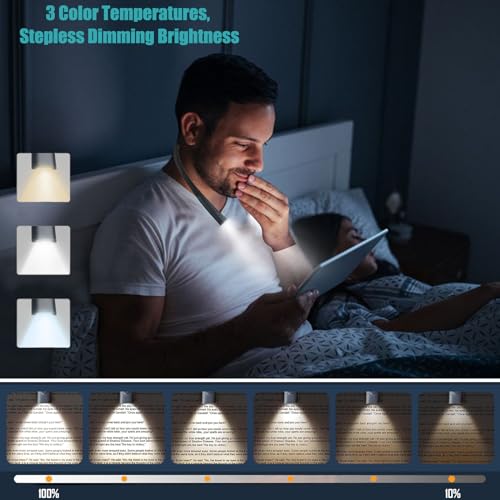 Image of LED Neck Reading Light, Book Light for Reading in Bed, 3 Colors, Stepless Dimming Brightness, Bendable Arms, Hand Free Rechargeable, Perfect for Reading, Knitting, Camping, Repairing.