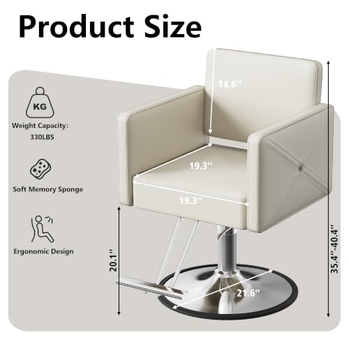 Image of LOUVIXA Barber Chairs for Hair Stylist, Height Adjustable Hydraulic Salon Chair, 360 Degrees Rotation, Multi-Function Shampoo Chair for Salon Home Barbershop (White)