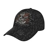 THE PIRATE KING Anime Pirate Captain Baseball Cap Skull Print Hat Halloween Baseball Cap Adjustable for Men and Women Black