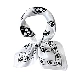 JERLA Women's Men's Small Square 100% Real Mulberry Silk satin Scarfs Hair head face scarf 21' x 21' (Skull white)