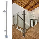 Glasgeländer Indoor 3,8 Cm Glas Balustrade Geländerpfosten für Treppen, Sicherheitsglasgeländerzaunsystem für Glas/Kunststoff/Acrylpanel, Rostfreier Stahl ( Color : End post , Size : 120cm(47 1/4