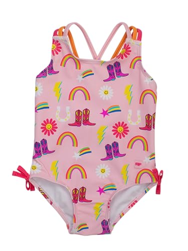 Image of RuffleButts Girls UPF50+ Sun Protection Tie Shoulder /Cross Back One Piece Swimsuit