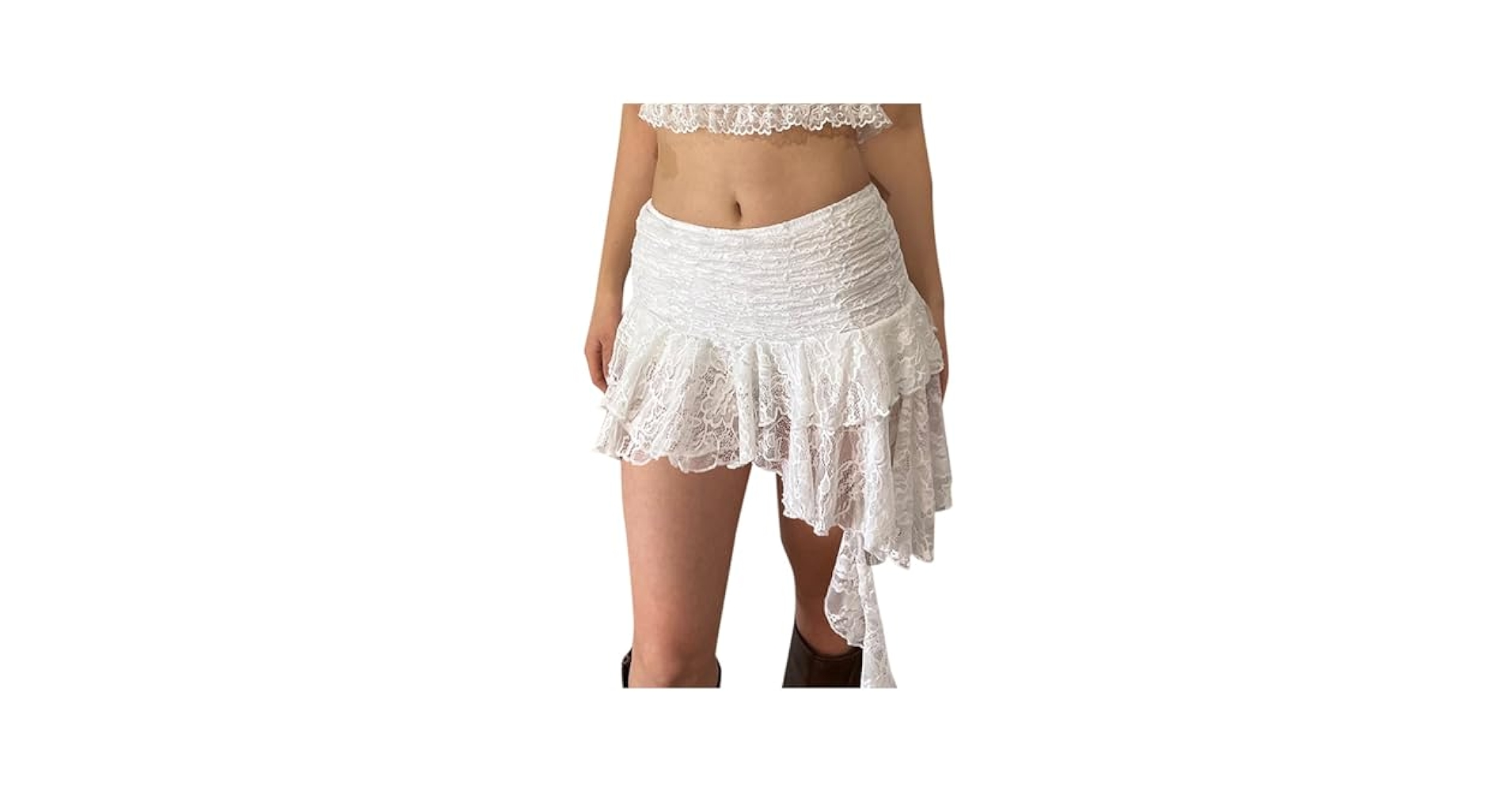 スカート perverze check lace jagged-hem skirt Sexy Women Schoolgirl Mini Plaid Skirt Lace Hem Cosplay
