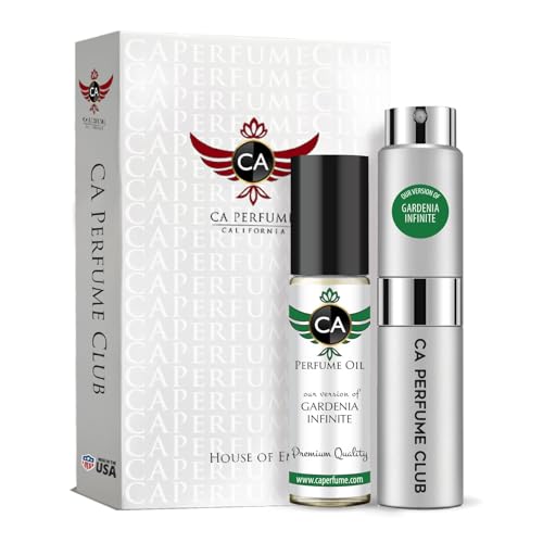 CA Perfume Duo Impression of Gardenia Infinite Women Sprayer + Body Oil Roll-On Bottles 0.27 Fl Oz+0.33 Fl Oz