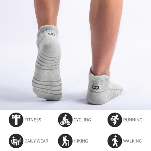 Image of Lapulas Athletic Running Ankle Socks, Low Cut Cushioned Anti-Blister Tab Sports Socks Men Women 6Pairs