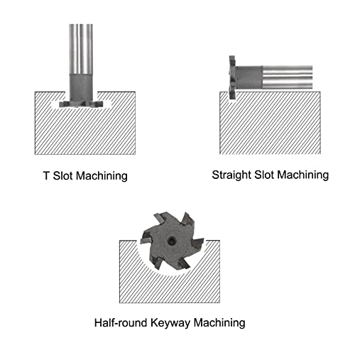 Image of uxcell T-Slot Milling Cutters, 4mm Depth 30mm Cutting Dia 16mm Shank Tungsten Carbide Tip 6 Flutes T Slot End Mill for Stainless Steel Copper Aluminum