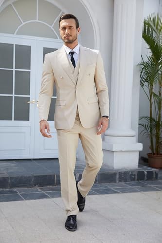 SHUZHXLZANGY Men's 3 Piece Suits Slim Fit Suits for Men Wedding Prom Formal Business4