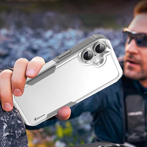 Image of KARWAN Shockproof Back Case Cover Compatible with iPhone 16, Heavy Duty Case with 360 Degree Camera Protection, Dual Layer Rugged Bumper Protection Cover with Matte Finish (White)