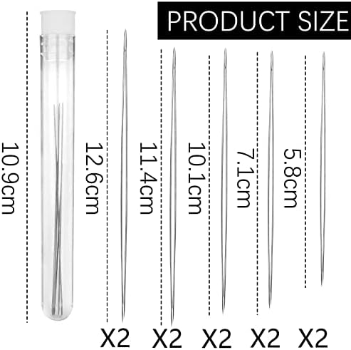 Beading Needle, Bead Needle Big Eye Beading Needles Set for Seed Beads Jewellery Making Embroidery Needles with Bottle 10PCS