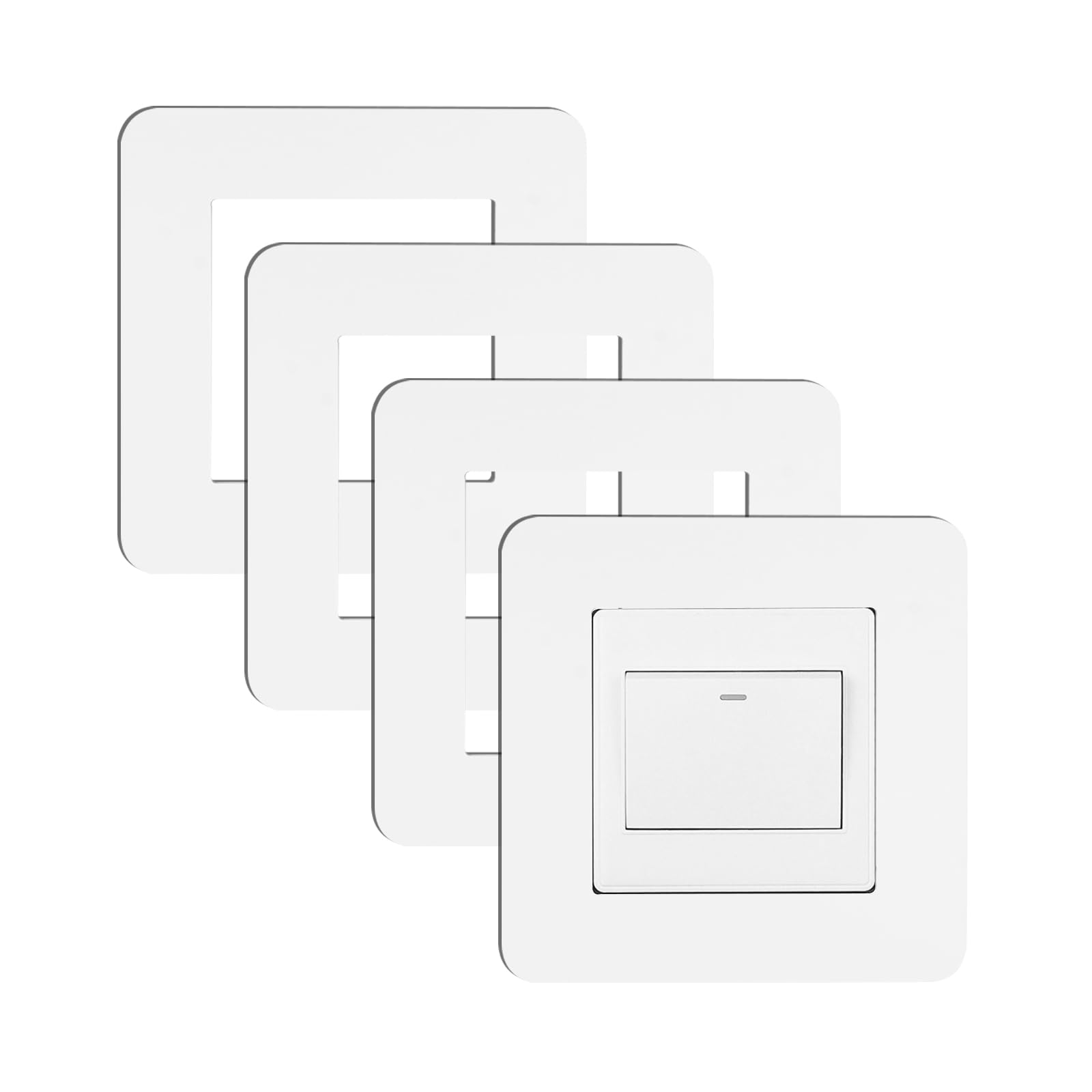 JJWNMLL 4Pcs Light Switch Cover Plates,Light Switch Surround,Surround Single Light Switch Cover,Switch Sticker Cover,WallFor Home Wall Switch Decoration (White-4pcs, 3.38 Inch) — image 1