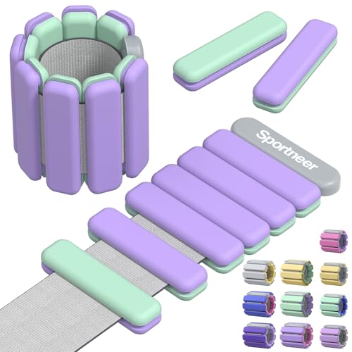 Sportneer Tragbare Gewichtsmanschetten Handgelenkgewichte Set 2er-Set (Jeweils 0,5 kg & 1 kg) für Damen und Herren für Yoga, Tanz, Barre, Pilates, Cardio, Aerobic, Walking