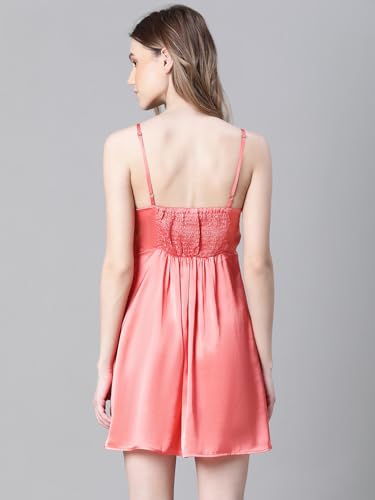 Image of oxolloxo Women V-Neck Shoulder Strap Sleeveless Nightwear Satin Dress