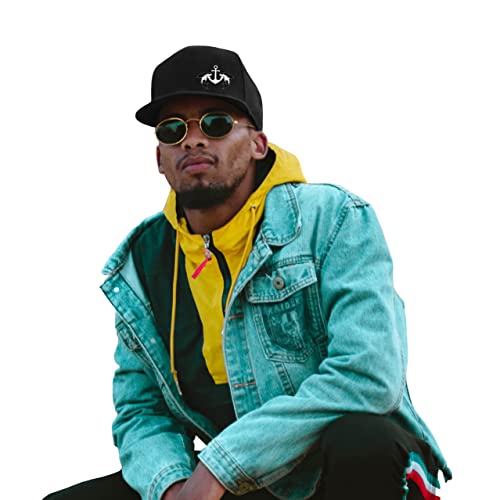 Tijeyi Flat Bill Hats For Men Snapback Adjustable Hip-Hop Shark Fishing Hook Trucker Hat Black Baseball Cap Gifts For Dad Fisherman #TOP1