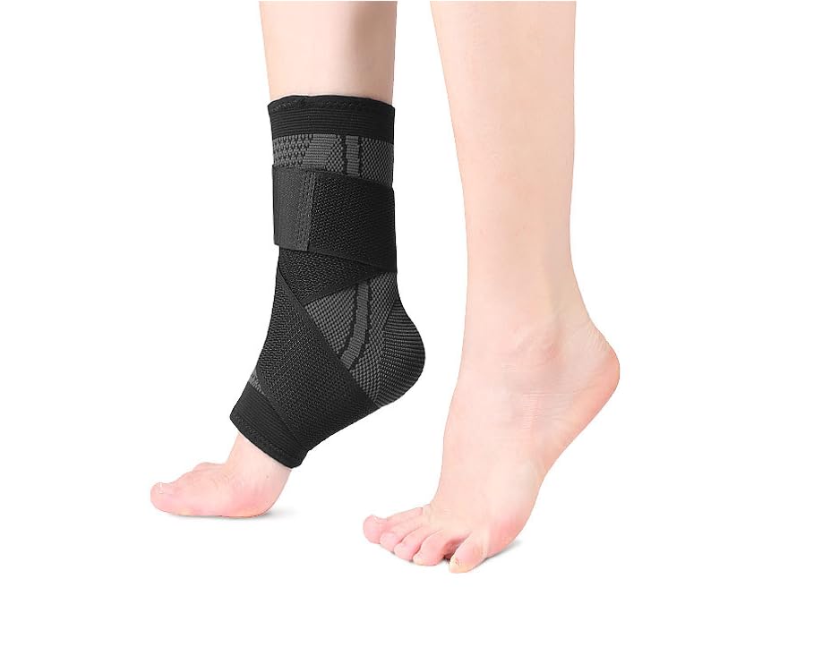 Cetaplast Ankle Support for Ligament Damage Sprained Ankle, Achilles Tendonitis Foot & Plantar Fasciitis Support Strap, Heel Pain Relief & Wrap for Compression Black Grey (M) - Image 4 thumbnail