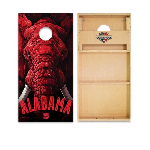 Skip's Garage Alabama Cornhole Boards - WSOC Runway Series - Includes (2) Boards (NO Bags) + (1) Black Carrying Case