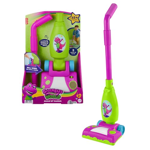 Mattel Barneys World Toddler Toy Clean Up Vacuum Electronic Push Along Lights Music & Games for Preschool Kids Ages 2+ Years HYH03