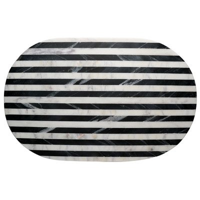 Thirstystone Old Hollywood Striped Serving Platter, Marble, Black/White