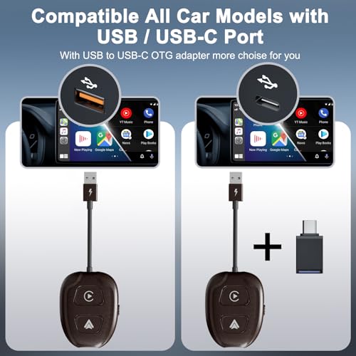 Liselse Adaptador sem fio CarPlay e adaptador sem fio automático para Android, adaptador sem fio 2 e