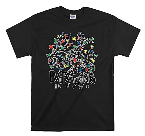 T-shirt unisexe Everything is Fine noir en taille S pour homme et femme