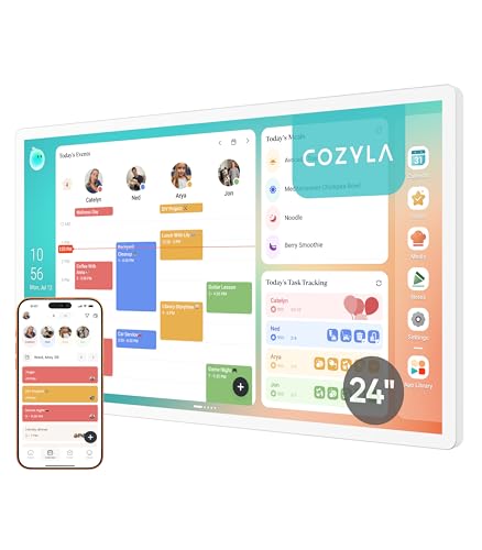 Cozyla Calendar Plus 2: 24' Smart Digital Calendar Wall Touch Screen & No Subscription Family Dashboard, Electronic Display for Family System- Chore Chart, Meal Planner, Support App Store Wall Mount