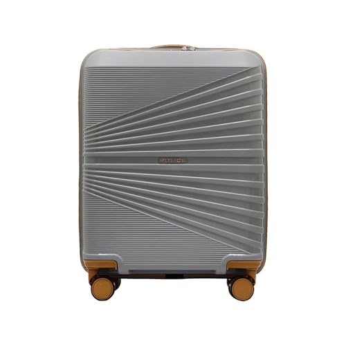 Image of Police Origine Cabin Trolley | 65L Capacity TSA Lock 8 Smooth 360 Spinner Wheels Telescopic Handle PP Hard Shell | Lightweight 20 inch Cabin Luggage for Travel & Weekend Trips (Beige /TAN) (Grey /Tan)