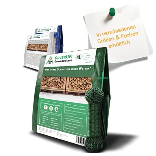CoverUp! Gewebeplane 2 x 3 m [120 g/m2] & 12 m Seil als Abdeckplane mit Ösen für Gartenmöbel, Pool, Auto, wasserdichte & Reißfeste Schutzplane, LKW Plane