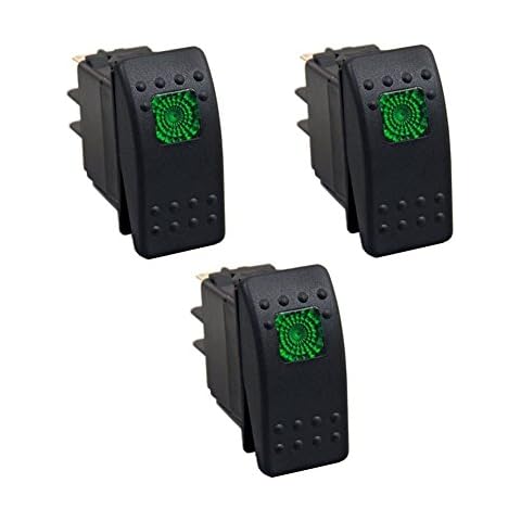 XT AUTO 12V 20 Amp 3pins Green Light Rocker Switch Kit 3-pack Cover