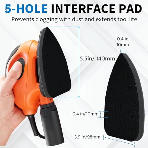 Image of Mouse Foam Sanding Interface Pad 2 Pack 140mm*98mm 5 Holes Hook and Loop Sponge Cushion Buffer Backing Pad