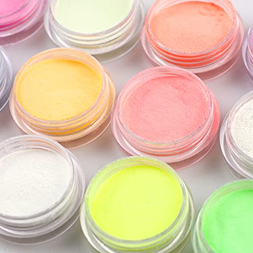 BISHENGYF 12 Colori polvere per unghie luminosa