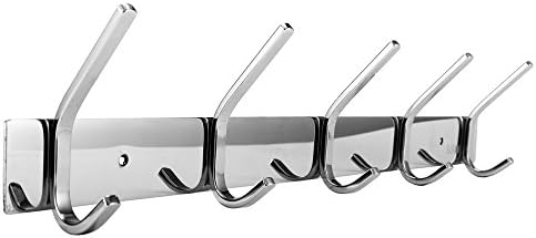 Dosenstek Coat Hook Rack Wall Mount SUS-304 Stainless Steel Hanger Heavy Duty Clothes Hat Holder 10 Hooks (2 Silver)