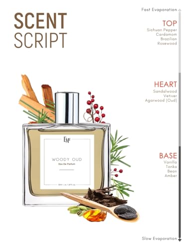 Image of EM5 Woody Oud Unisex EDP Perfume Spray for Men & Women | Woody Oud Spicy Fragrance | Day & Night Spray | Strong and Long Lasting Perfume.