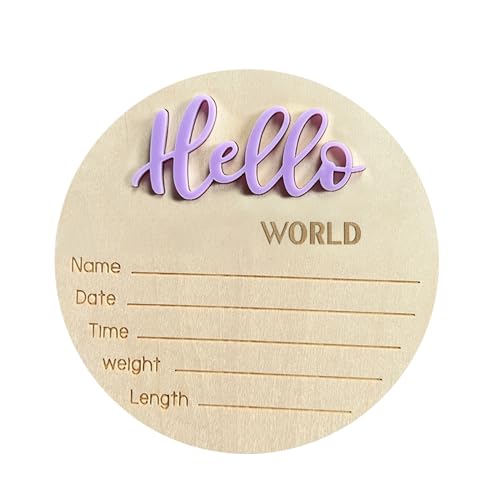 Baby Announcement Sign - Baby Sign, Welcome Plaquee | Personalized Wooden Baby Announcement Sign for Newborrn Birth Reveal, Nursery Wall Decor Photo Prop for Hospital Baby Shower Kids Room