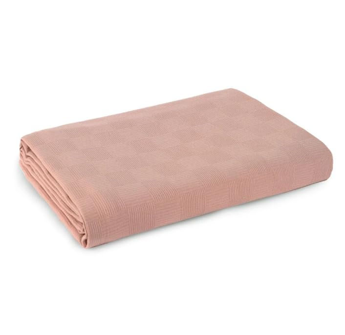 Generico Copriletto Tinta Unita Happy in Piquet 100% Cotone, Angoli Squadrati, Certificato OEKO-TEX®, Singolo, Piazza e Mezza, Matrimoniale (Rosa Cipria, Matrimoniale: 260x260 cm)