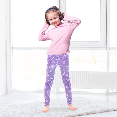 KLL Purple Glitter Texture Background Little Girls Athletic Leggings Fashion Full Length Lounge Pants Sports4