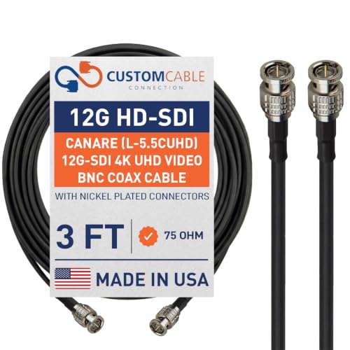 Custom Cable Connection 3 Foot Canare (L-5.5CUHD) 12G-SDI 4K UHD Video BNC Coax Cable Sold