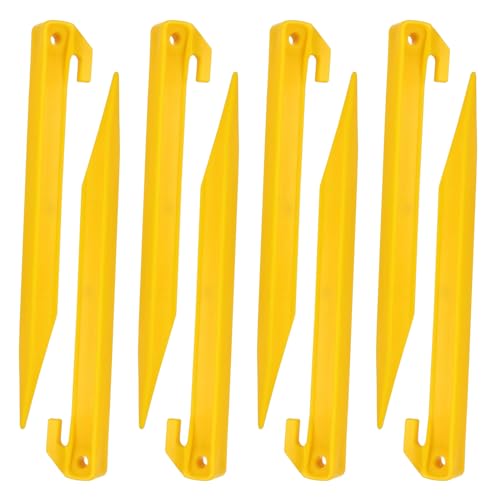 EAGLE PEAK 8 Pack Heavy Duty Plastic Tent Stakes, 7.5 inch Outdoor Ground Anchors, Essential Gear for Camping Tents, Canopies, Gardening,Tarps, and Holiday Decorations