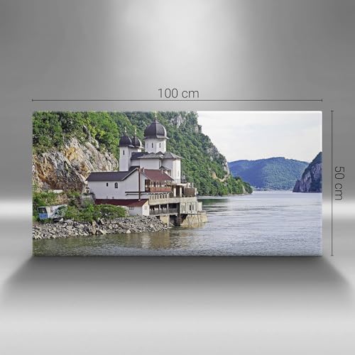 Tableau de qualité Wallfluent Église au bord de l'eau toile tendue durable - 4