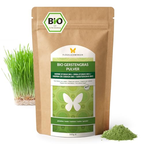 500g de poudre d'herbe d'orge BIO d'ALLEMAGNE, qualité crue, à partir de jeunes herbes, sans additifs, pour smoothies verts